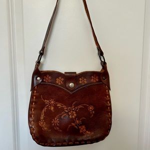 Vintage Leather Tooled Purse Hippie Boho Flower